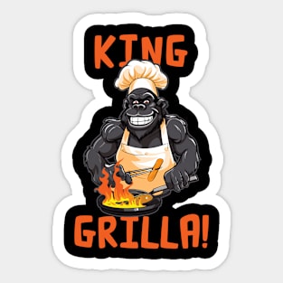 King Grilla - Funny Gorilla BBQ design Sticker